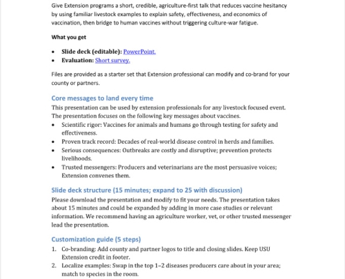 Animal vaccine presentation package
