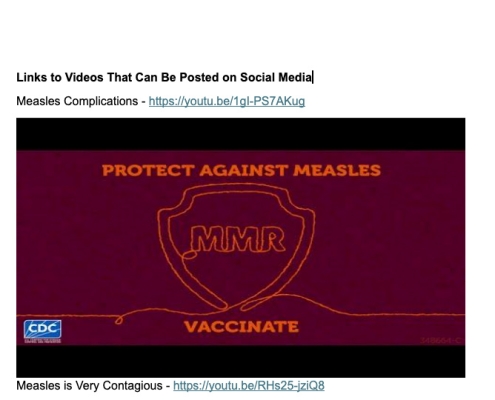 Links to Videos that Can be Posted - Measles - Social media