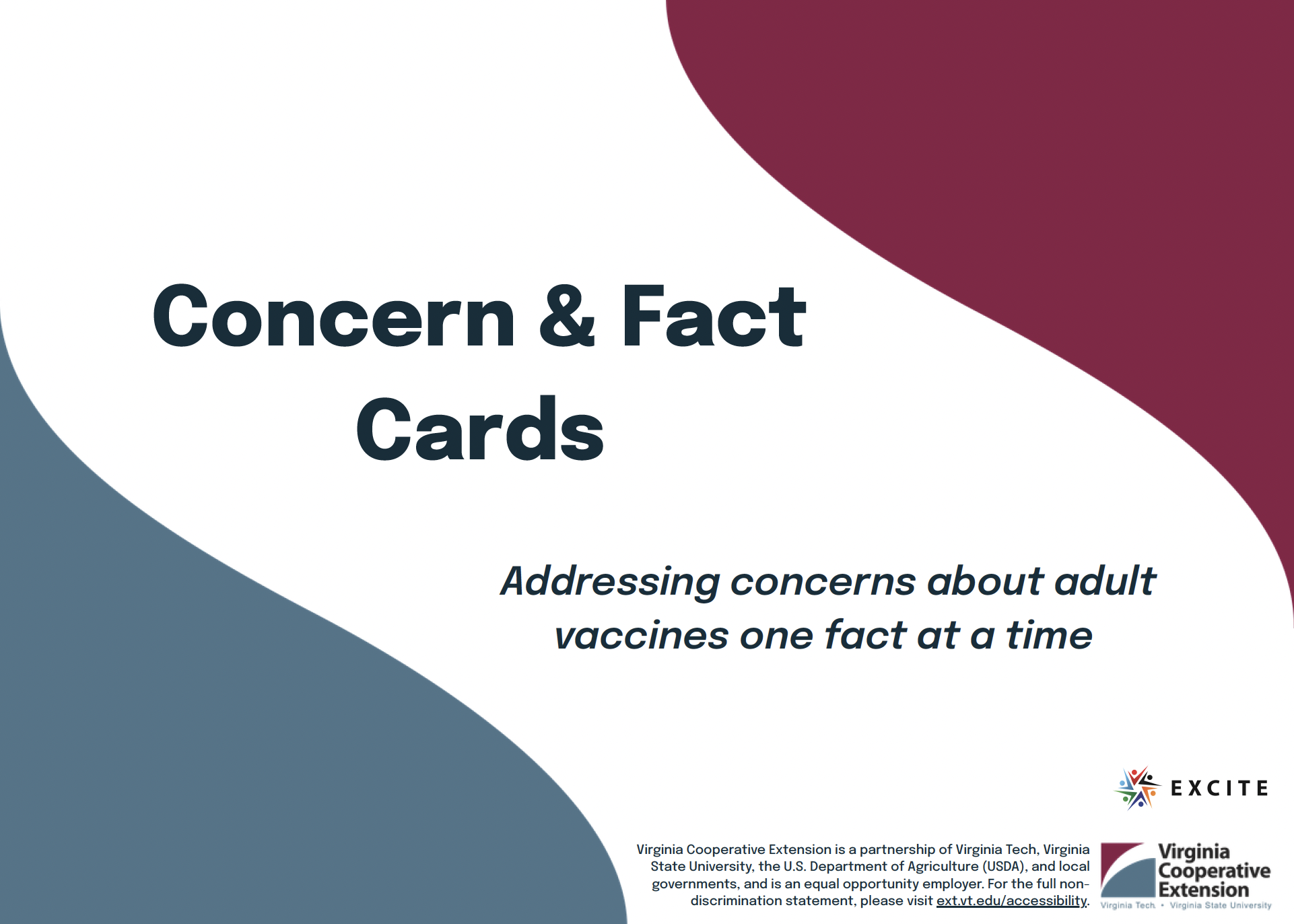 Concert and Fact Cards. Addressing concerns about adult vaccines one fact at a time